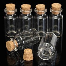 Professional10 pcs 12ml 45 x 24mm Mini Bottles Flasks Glass Flask Cork Stopper Jewelry Storage