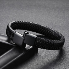 Punk Men Jewelry Black/Brown/Red Braided Leather Bracelet Magnetic Clasp Fashion Bangles Restoring ancient ways couple