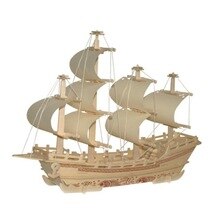 RCtown Wooden Puzzle Toy DIY Laser Cutting Ship Carousel Church Tower Assembly Desk Decoration Gift