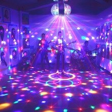 RGB DJ Disco Lamps LED E27 3W Dual-head Small Magic Ball Lamp Sound Color Changing Effect Activated DJ Disco KTV Laser Projector