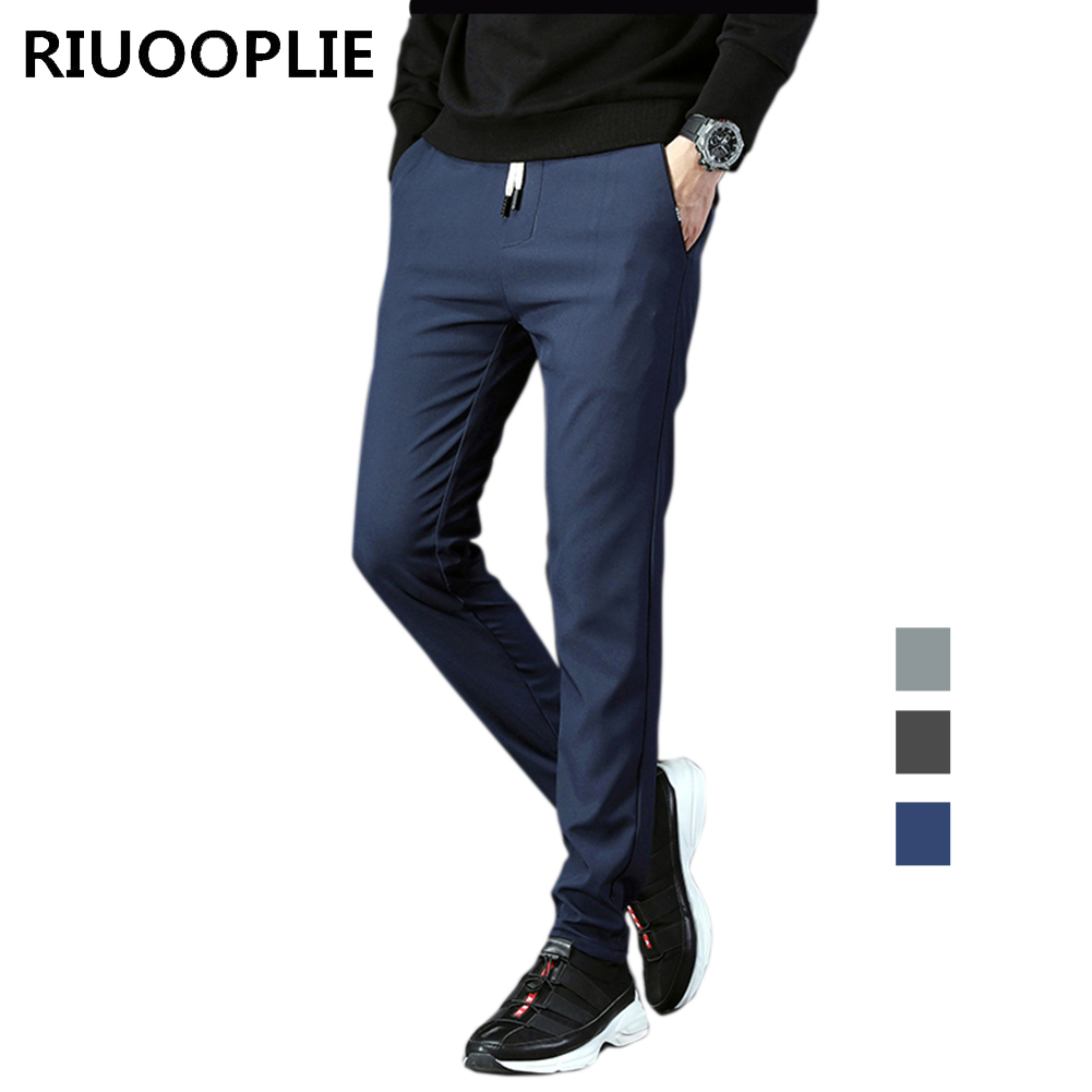 RIUOOPLIE Mens Business Casual Elastic Waist Skinny Pants Tighten Trousers Sweatpants