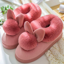Rabbit fur slippers Women Indoor Home Cotton Slippers designers short plush rubber Winter slippers girls flat with Plus size 41