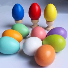 Real wood imitation eggs wood Easter eggs Children/kids doodle DIY handmade painting materials with egg cartons 11pcs/set