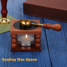 Retro Sealing Wax Furnace Stove Pot Wood Handle Sealing Wax Spoon for Wax Sealing Decorative Wax Stamp Craft Gift Play With Mom