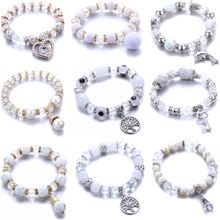 Romantic pure white series Beaded bracelet bangle jewelry Natural stone crystal beads glass bead beads Jewelry making