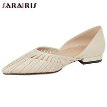 SARAIRIS Luxury Brand Female Breathable slip-on Date Flats Daily slip-on Flats Women Summer Comfort Genuine Leather Shoes Woman