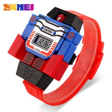 SKMEI Children LED Digital  Watch Creative Cartoon Sports Watches Deformed Robot Toys Boys Wristwatches 1095