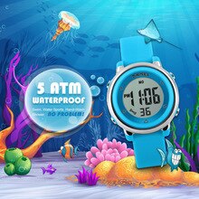 SKMEI Creative Sports Watches Children Silicone Strap Waterproof Alarm Watch Kids Back Light Calendar Digital Wristwatches 1100