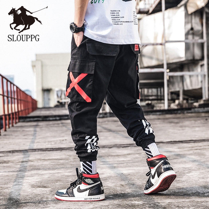 SLOUPPG Mens Fashion Military Cargo Joggers Camo Cargo Pants Men Jogger Harem Pants Camouflage Streetwear Pockets Trousers Men