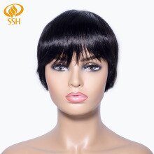 SSH Natural Straight Non-Remy Short Pixie Cut Human Hair Wig Shedding Free