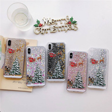 Santa Claus Quicksand  phone case for iPhone 11 Pro Max XS Max Christmas elk quicksand cover for iPhone 11 X XS XR 8 7 6 6S Plus