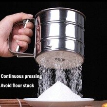 Semi-automatic Hand-held Flour Sieve Baking Tools Stainless Steel Cake Utensils Cocoa Powder Hand-screened Sugar Mesh Sieve