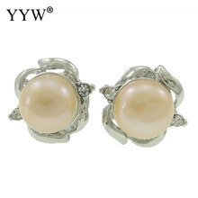 Shell Pearl Earrings For Women Freshwater Pearl Earrings Post Pin Flower Shape Stud Earrings Jewelry 12x12x18mm Party Gift