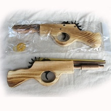 Shooting Gun Gifts Unlimited Bullet Classical Rubber Band Launcher Wooden Hand Pistol Gun Boys Outdoor Fun Sports For Kids