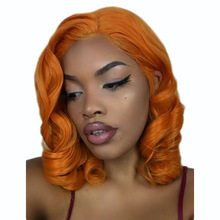 Short Bob Body Wave Human Hair Full Lace Wigs For Women Orange Brown Brazilian Remy Bleached Konts Glueless Wigs with Baby Hair