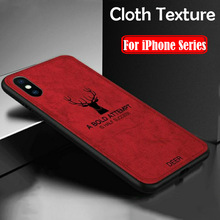 Silicone Fabric Cloth Deer Covers for iphone11 Pro max XR X XS phone case for iphone 6 6S 7 8 plus leather tpu back cover coque