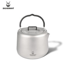 Silverant Camping Titanium Large Kettle 1.4L Outdoor Hiking Fishing Ultralight Campfire Boil Teapot With Braided Cord And Filter