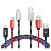 Sinbeda 5V 2.4A Fast Charging Micro USB Cable 1m 1.8m 3m Android Adapter Charger Cable Braided Nylon Mobile Phone USB Data Cable