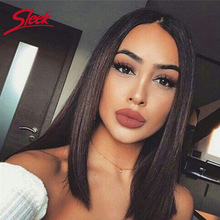 Sleek Straight Lace Front Human Hair Wigs 100% Remy Brazilian Hair Wigs Middle Part Closure Lace Wigs  Short Human Hair Wigs