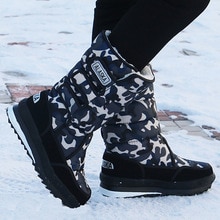 Snow boots men Waterproof Plush Warm Winter boot men Hook & loop Designer Mid-calf Boots for men plus size 13.5 Nylon Boots men