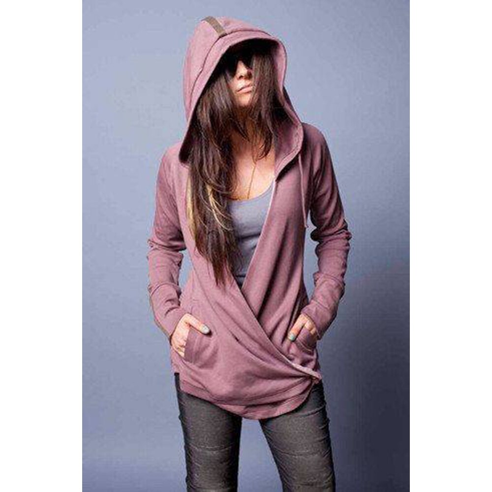 Solid Suede Long Sleeve Hooded Open Stitch Coat Women V Neck Pockets Hoodie Cardigan Lady Hoody Sweatshirt Outerwear D30