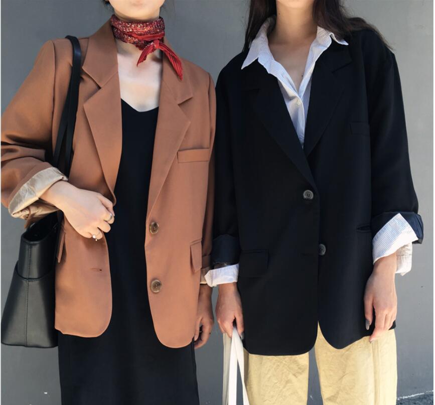 Speech Office Cool To Work Teacher Women Autumn Winter Notched Solid Jackets Pocket Straight Long Sleeve Blazer Feminino Coat