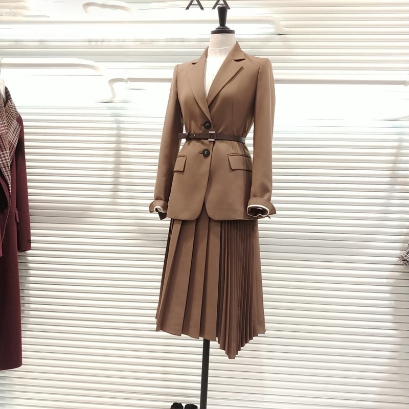 Spring New Korean Style Fashion Leisure Belt Suit Women Single-row Button Long Sleeve Small Suit Women Jackets and Coats 2020