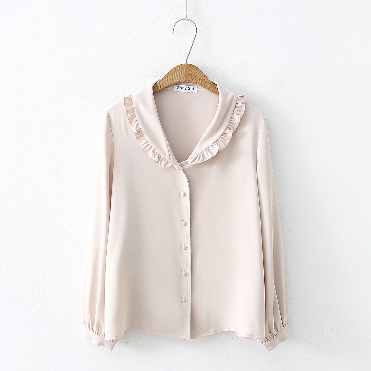 Spring Solid Blouses Ruffled Turn-down Collar Women Loose Blouses Office Ladies Button Down Shirts Fashion Femme Workwear