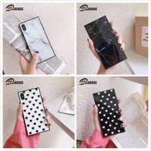 Square Marble Love Pattern Tempered Glass Phone Case For iPhone XS MAX 7 8 6 6s Plus XR Luxury Cover For iPhone 10 X Copa Funda