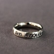 Stainless Steel Awareness Ring Suicide Depression Awareness Pause Ring I Am Enough Inspiration Jewelry Strength Gift YLQ0693