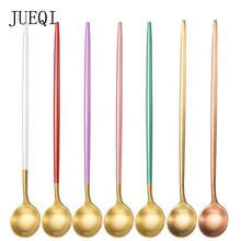 Stainless Steel Coffee & Tea Spoon With Long Handle Kitchen Colourful Coffee Scoops Mixing spoons Ice Cream Dessert Tea Spoon