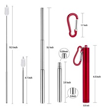Stainless steel telescopic drinking straws, suitable for travelling, reusable, collapsible metal straws, straws can be hung