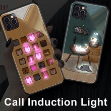 Suitable for iphone11 glass shell 11promax call flash sound control light phone case New Fashion