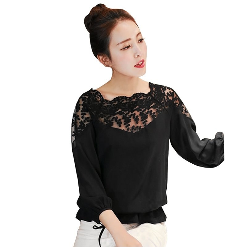 Summer Casual Lace Chiffon Blouse Shirt Women Blusas Women Clothing Office Lady