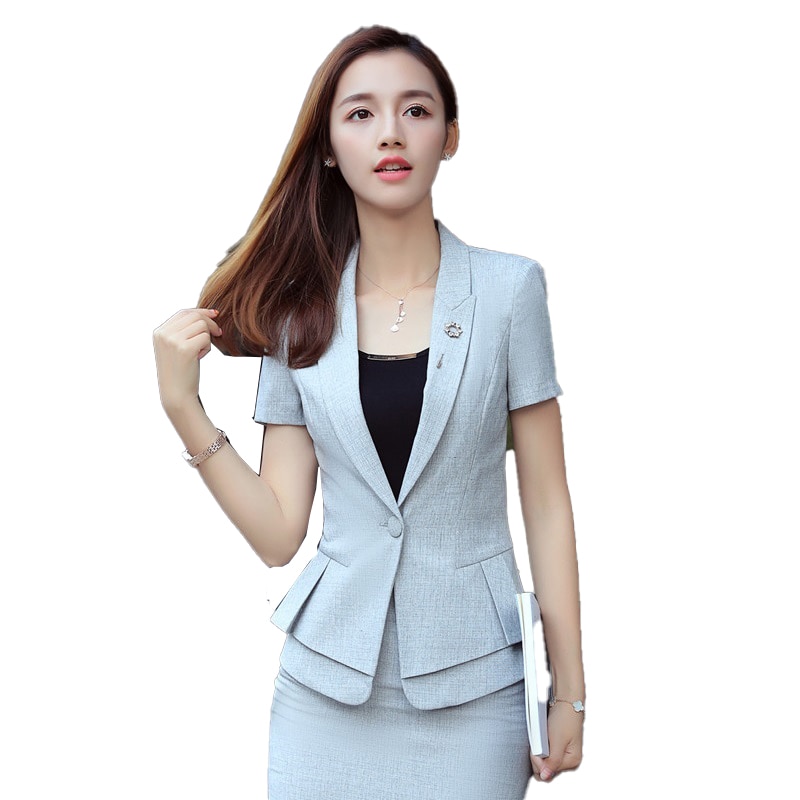 Summer Ladies Blazers Women Jackets Short Sleeve Clothes Female Elegant Formal Office Work Wear OL Uniform Designs Blazer Casual