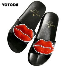 Summer Women Red Lips Slippers Fashion Flat Slides Outdoor Casual  Beach Sandals Soft Non Slip Comfortable Shoes Home Flip Flops