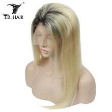 TD 150% Density Ombre Blonde Full Lace Wigs Human Hair Brazilian Wig Swiss Transparent Lace Wigs Remy Hair 1B 613 Wigs