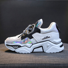TKN Woman Platform Casual Shoes Ladies Flat Chunky Sneakers Shoes Women Leather Row Shoes 2019 zapatillas plataforma mujer X568