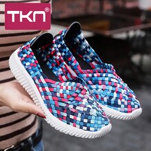 TKN Women Handmade Woven Shoes Women Slip On Breathable Flat Sneakers Spring Autumn Women Lightweight Flats Loafers Moccasin 966