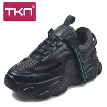 TKN Women Platform Shoes 2019 Mesh Casual Shoes Ladies Dad Shoes Breathable Thick Bottom Cross Tied Causal Female Sneakers 1996