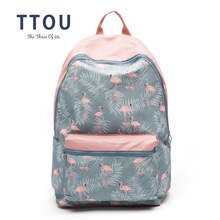 TTOU 3D Flamingo Cartoon Printing Backpack Stitching Floral Casual Daily Travel Bag Teenagers School Bag Mochila