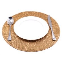 Table Mats Simple Style Round Weave Placemat Dining Napkin Pads Non-Slip Heat Resistant Coaster Cushion Kitchen Party Decoration