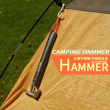 Tent hammer lightweight aluminum alloy handle stainless steel hammer outdoor climbing camping tent ground nail puller hammer