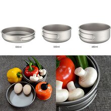 Titanium 3-Piece Pot And Pan Camping Hiking Cookware Set Bowl Outdoor Portable Folding Handle For Camping Hiking Safe Cookware