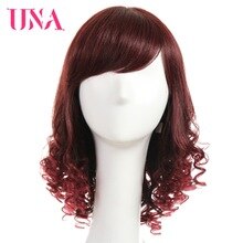 UNA Brazilian Funmi Curly Human Hair Wigs Non-Remy Hair 14" Wig Mono Web Top Color #1 #1B #2 #4 #27 #30 #33 #99J #BUG #350 #2/33