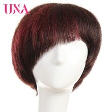 UNA Short Straight Human Hair Wigs For Women 150% Density Hair Peruvian Straight Human Hair Wigs Non-Remy Machine Hair Wigs 8"
