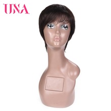 UNA Short Straight Wigs Remy Indian Hair 120% Density Color #1 #1B #2 #4 #27 #30 #33 #99J #BUG #350 #2/33