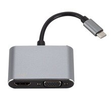 USB C HUB to HDMI 4K VGA Adapter type-C To Hdmi+Vga Converter For MacBook Type-C Two-In-One Adapter Multi-port Converter