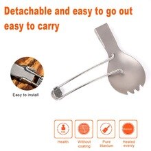 Ultralight Pure Titanium Outdoor Camping Tableware Dual Purpose Folding Lightweight Rice Fork Spoon Titanium Spoon