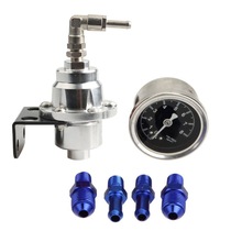Universal Adjustable Aluminum Fuel Pressure Regulator With Gauge Kit Gold Silver Red Blue Purple Black Titanium